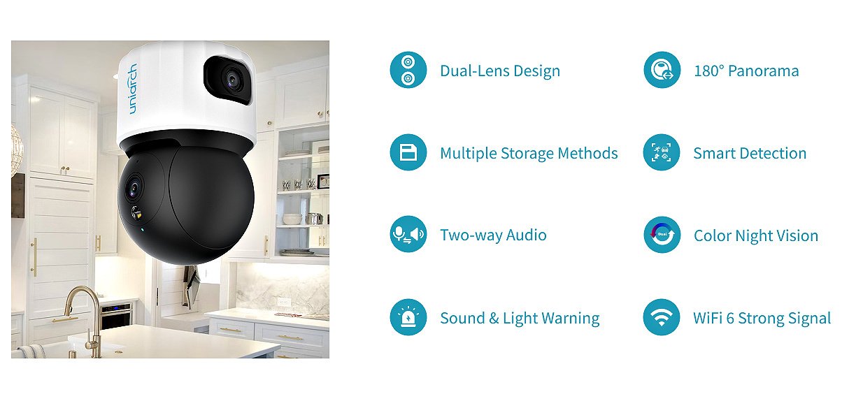 UNV UHO-S3S-M33D 3MP+3MP Smart Pan & Tilt Wi-Fi Camera