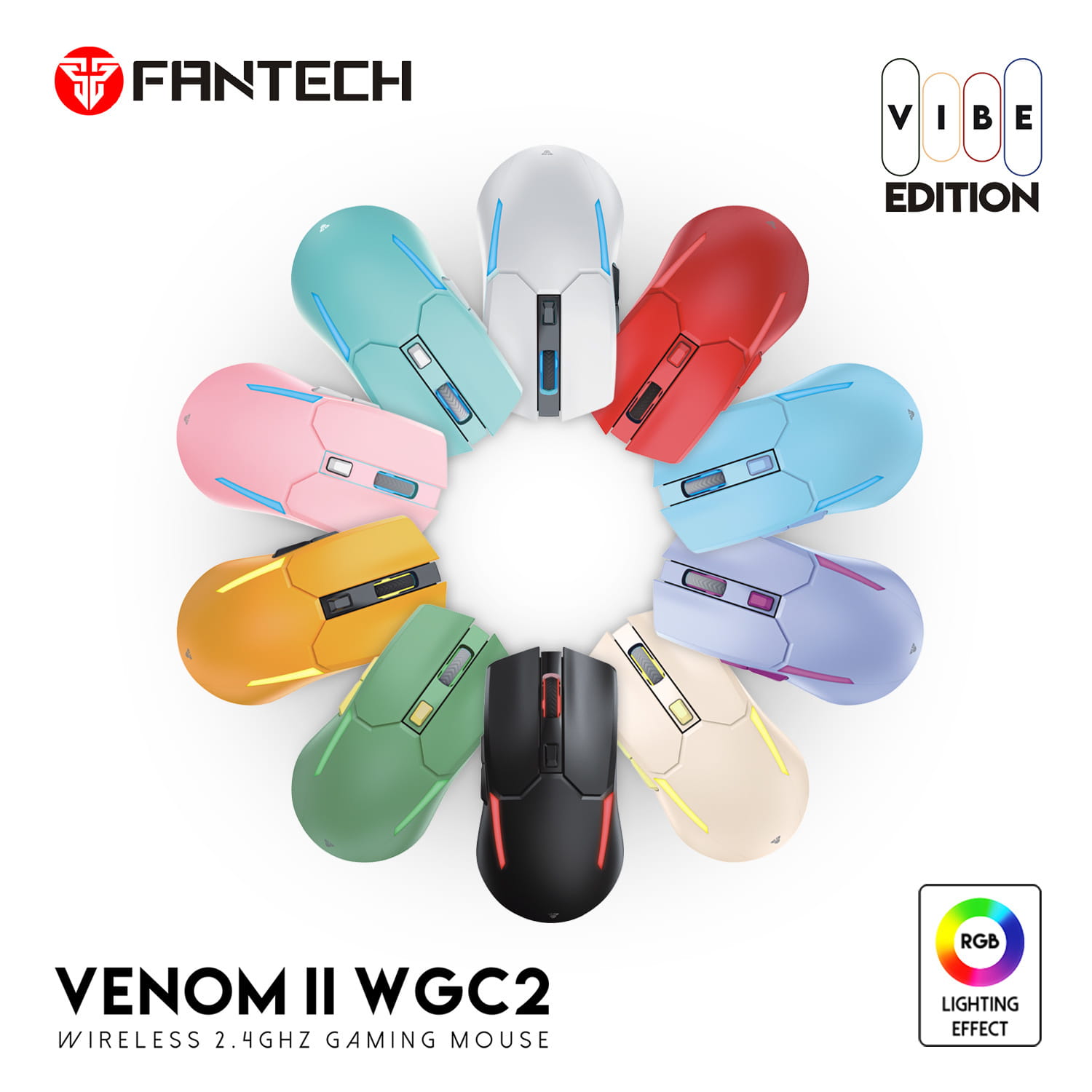 Fantech Venom II WGC2 – Wireless RGB Gaming Mouse (VIBE Edition, 4000 DPI)