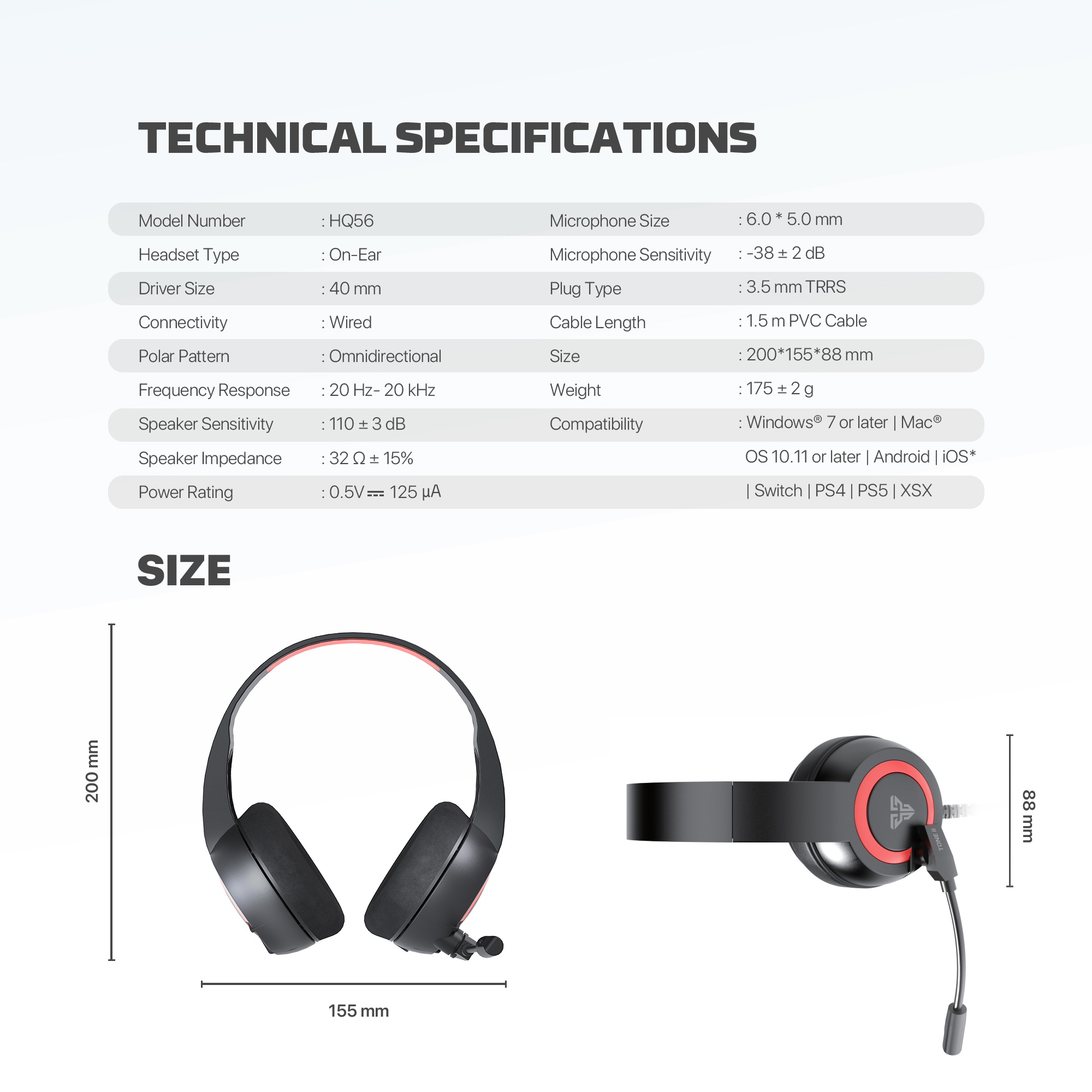 Fantech Tone II HQ56 – Lightweight Wired Gaming Headset (3.5mm TRRS)
