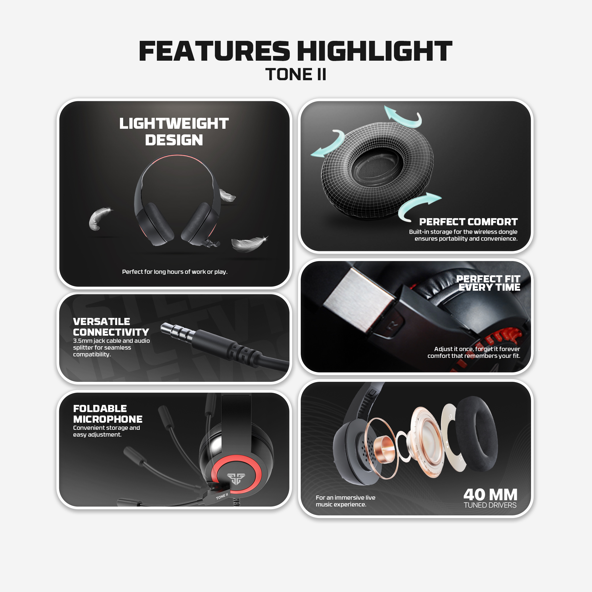 Fantech Tone II HQ56 – Lightweight Wired Gaming Headset (3.5mm TRRS)