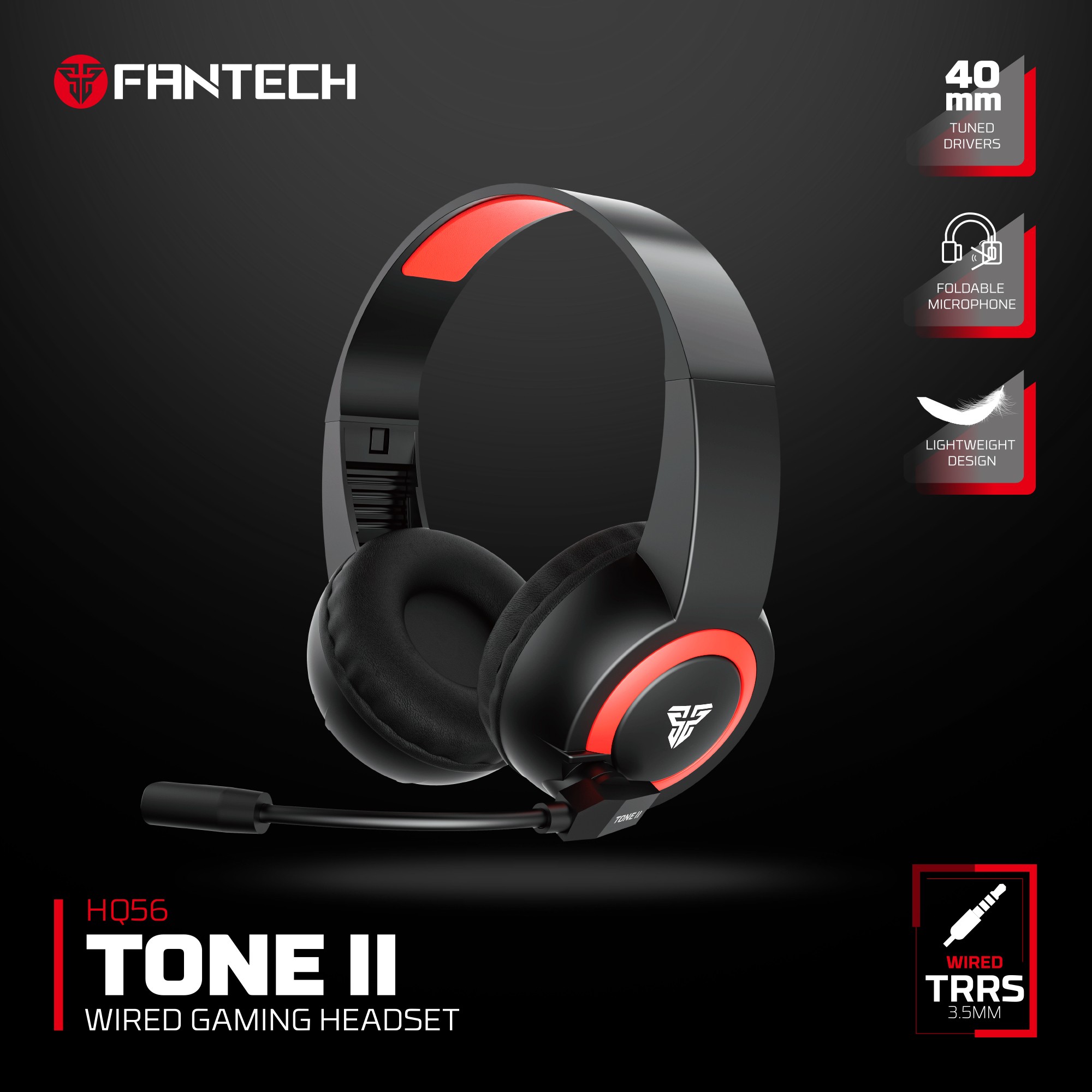 Fantech Tone II HQ56 – Lightweight Wired Gaming Headset (3.5mm TRRS)