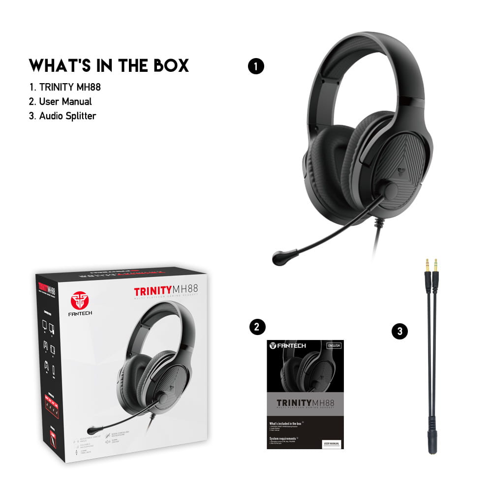 Fantech Trinity MH88 – Multi-Platform Gaming Headset (50mm Driver, TRRS)