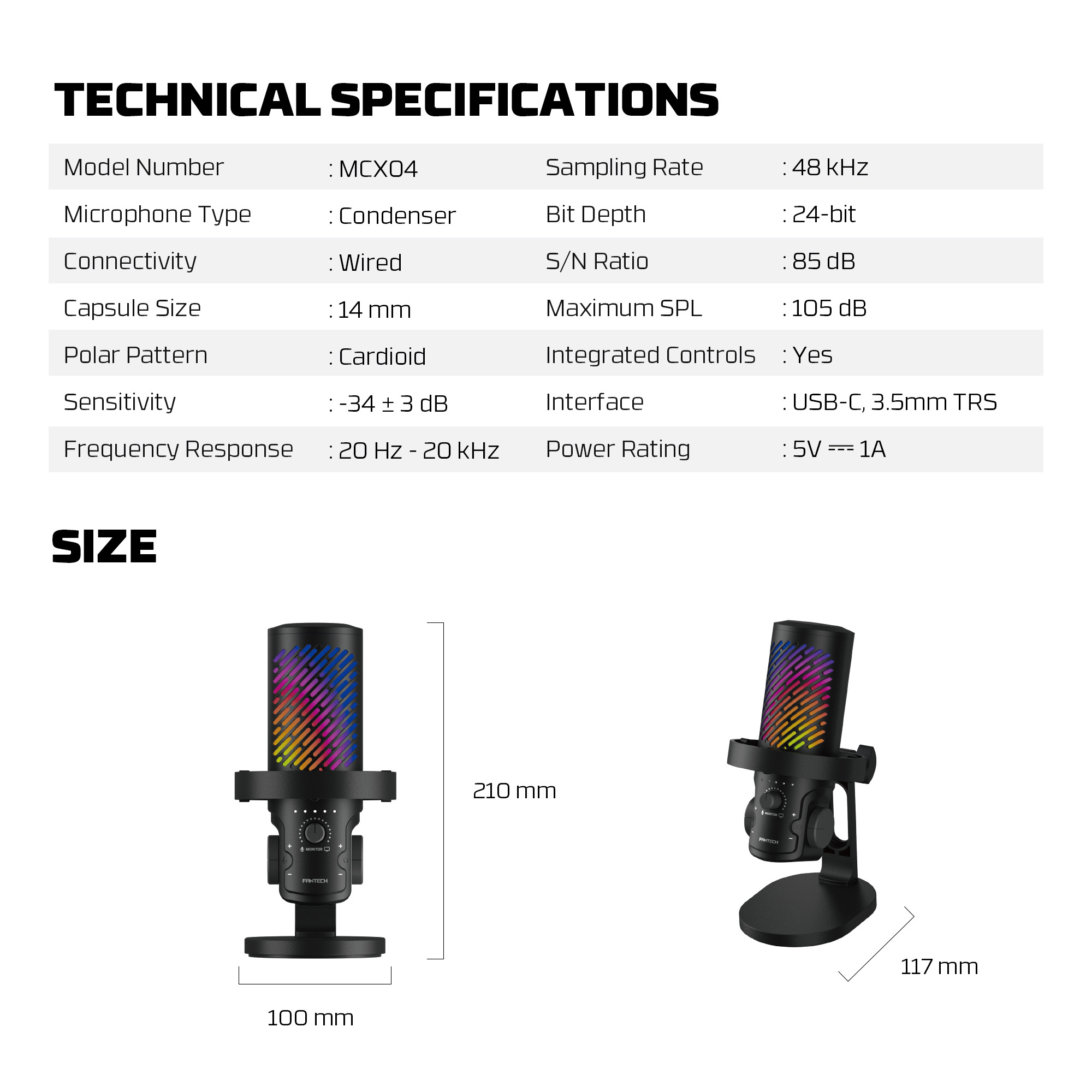 Fantech Leviosa Aura MCX04 – USB-C RGB Condenser Microphone