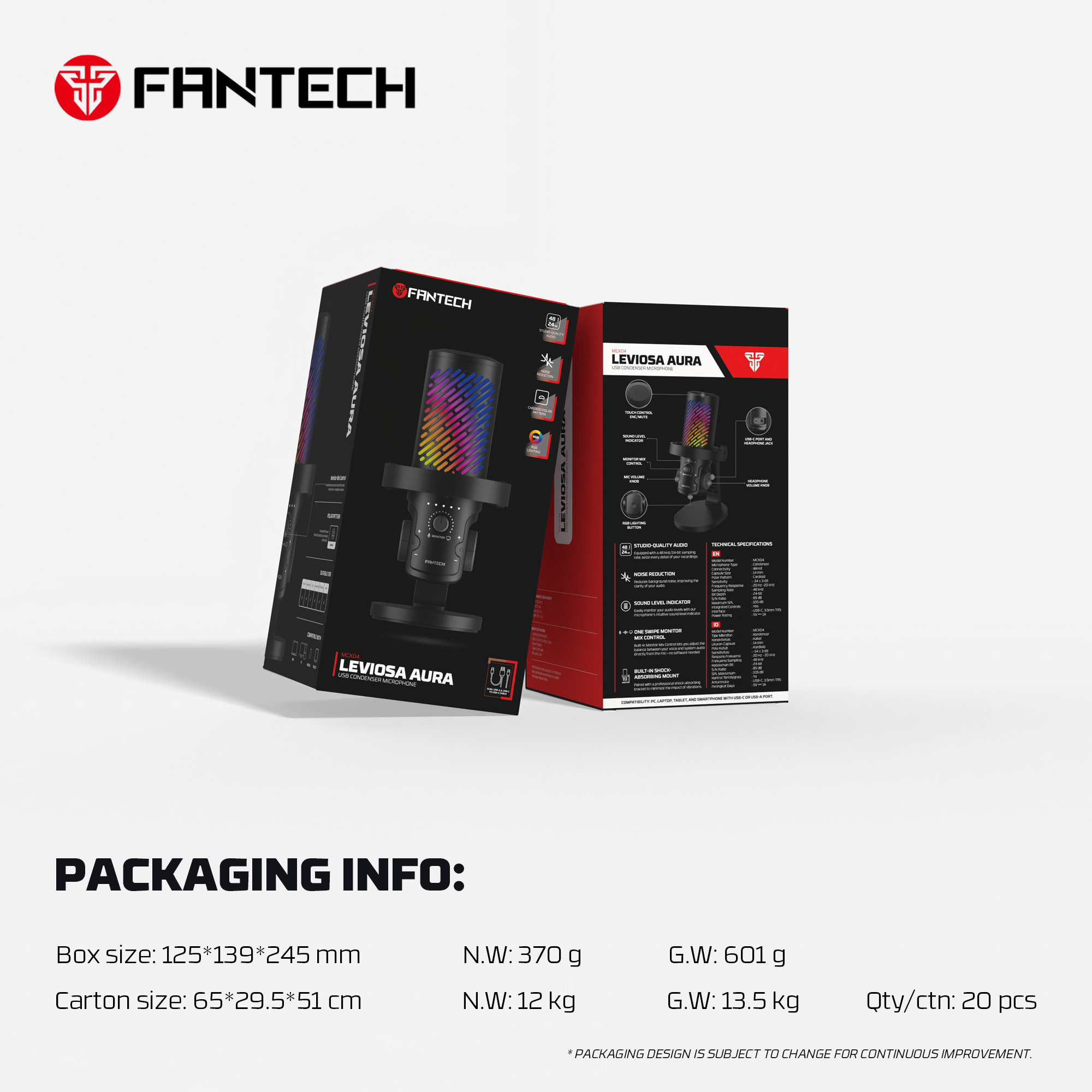 Fantech Leviosa Aura MCX04 – USB-C RGB Condenser Microphone