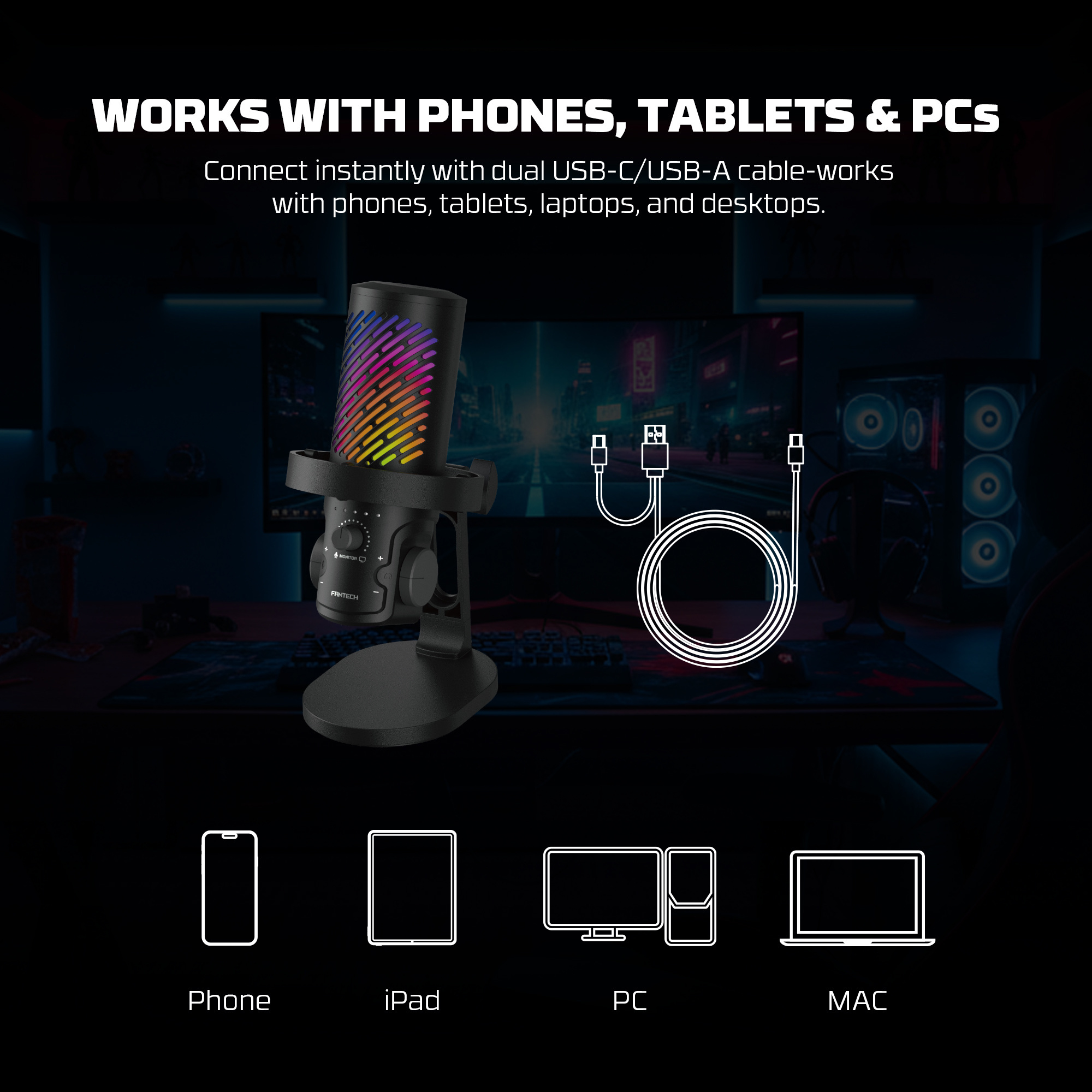 Fantech Leviosa Aura MCX04 – USB-C RGB Condenser Microphone