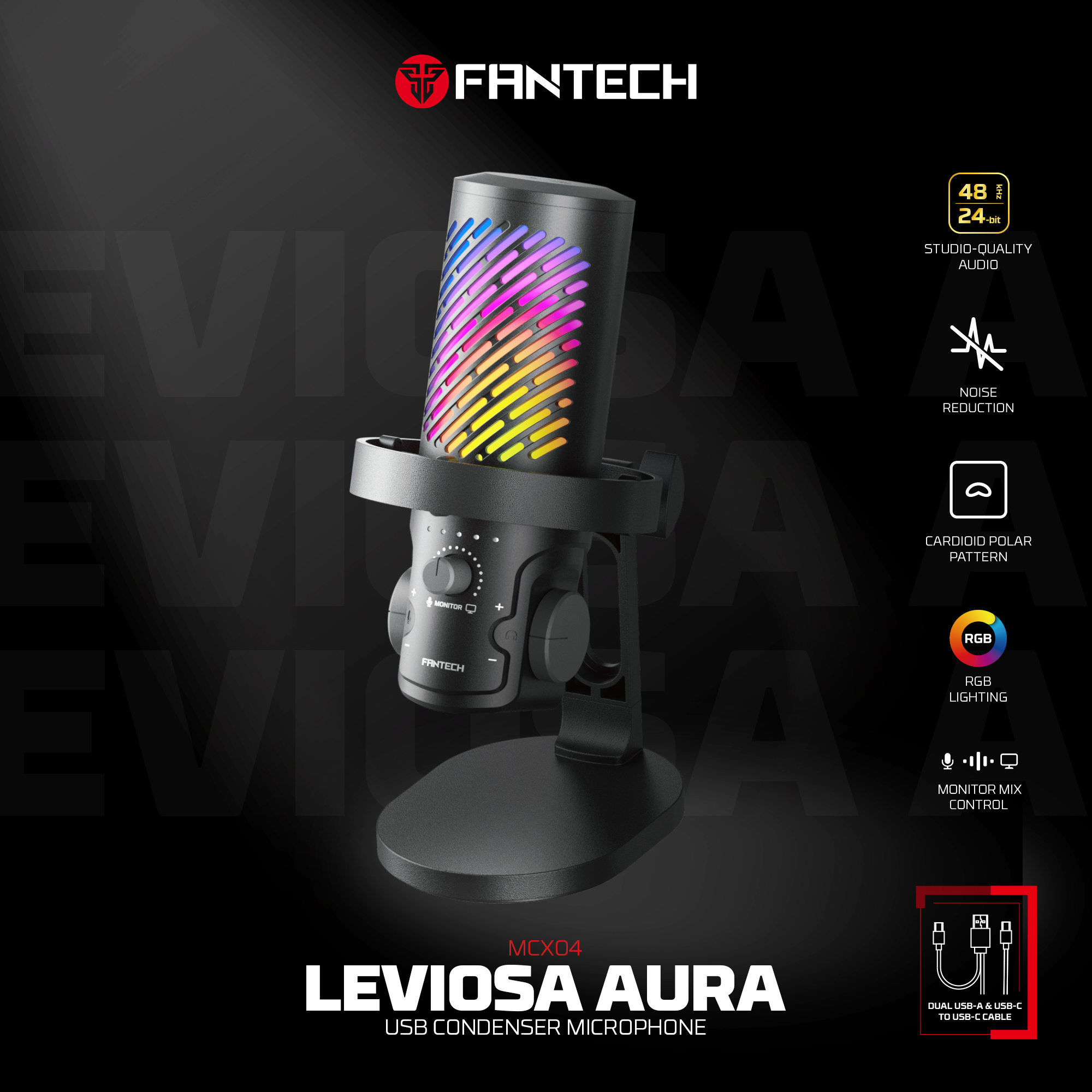 Fantech Leviosa Aura MCX04 – USB-C RGB Condenser Microphone