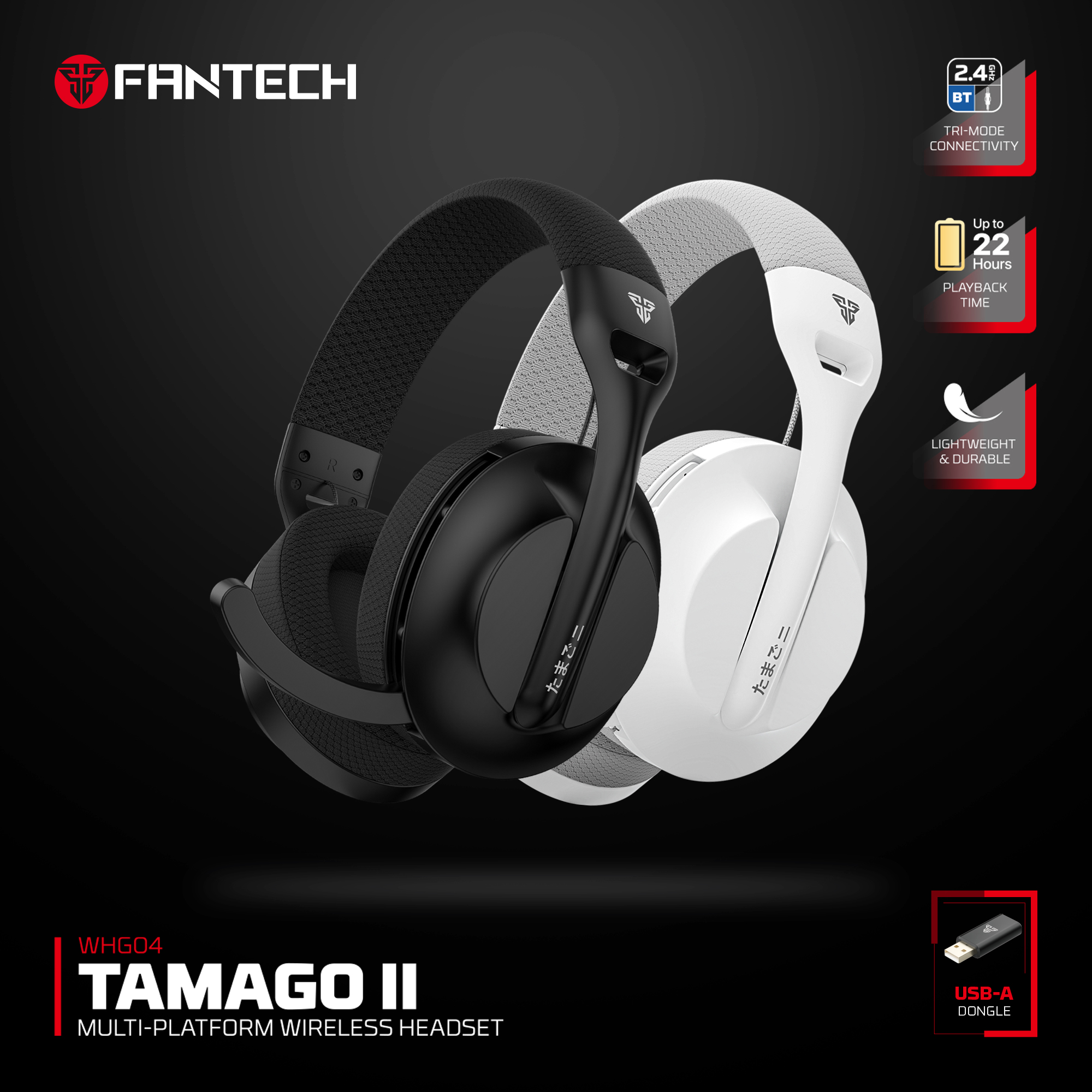 Fantech Tamago II WHG04 – Wireless Gaming Headset (Tri-Mode, 22hr Battery)