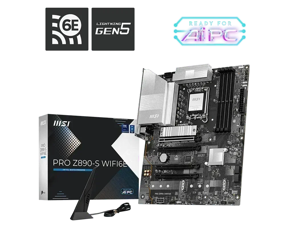 MSI PRO Z890-S WiFi 6E Motherboard – Intel Z890, DDR5, USB 20Gbps, 2.5G LAN