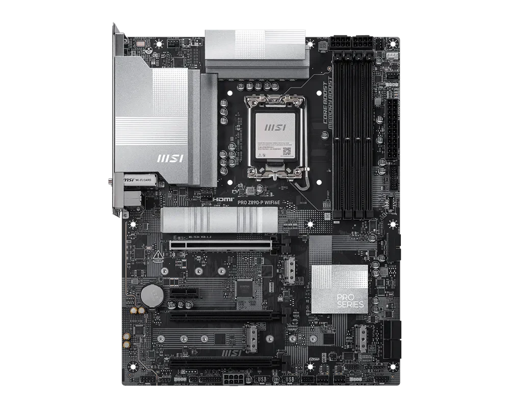 MSI PRO Z890-P WiFi 6E Motherboard – Intel Z890, DDR5 9200+, 5G LAN, 4× M.2