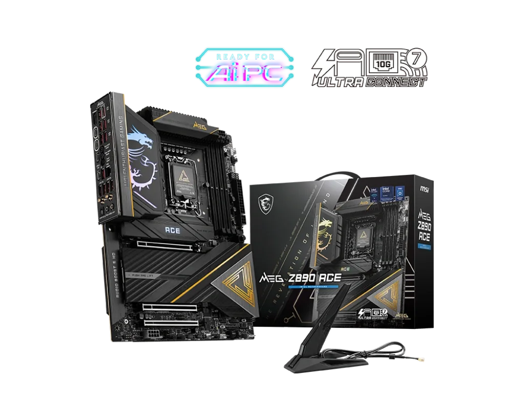 MSI MEG Z890 ACE Motherboard – Intel Z890, Dual Thunderbolt 4, 10G LAN, Wi-Fi 7, 5× M.2