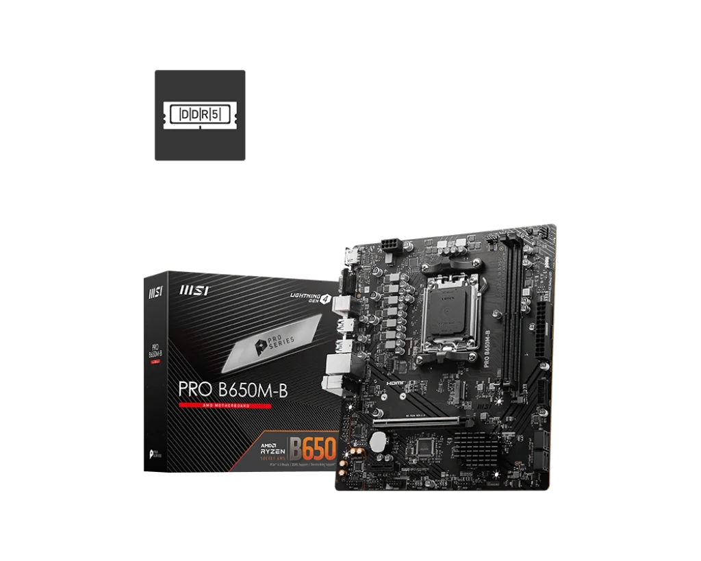 MSI PRO B650M-B Motherboard – AMD B650, AM5, DDR5, 2.5G LAN (mATX)