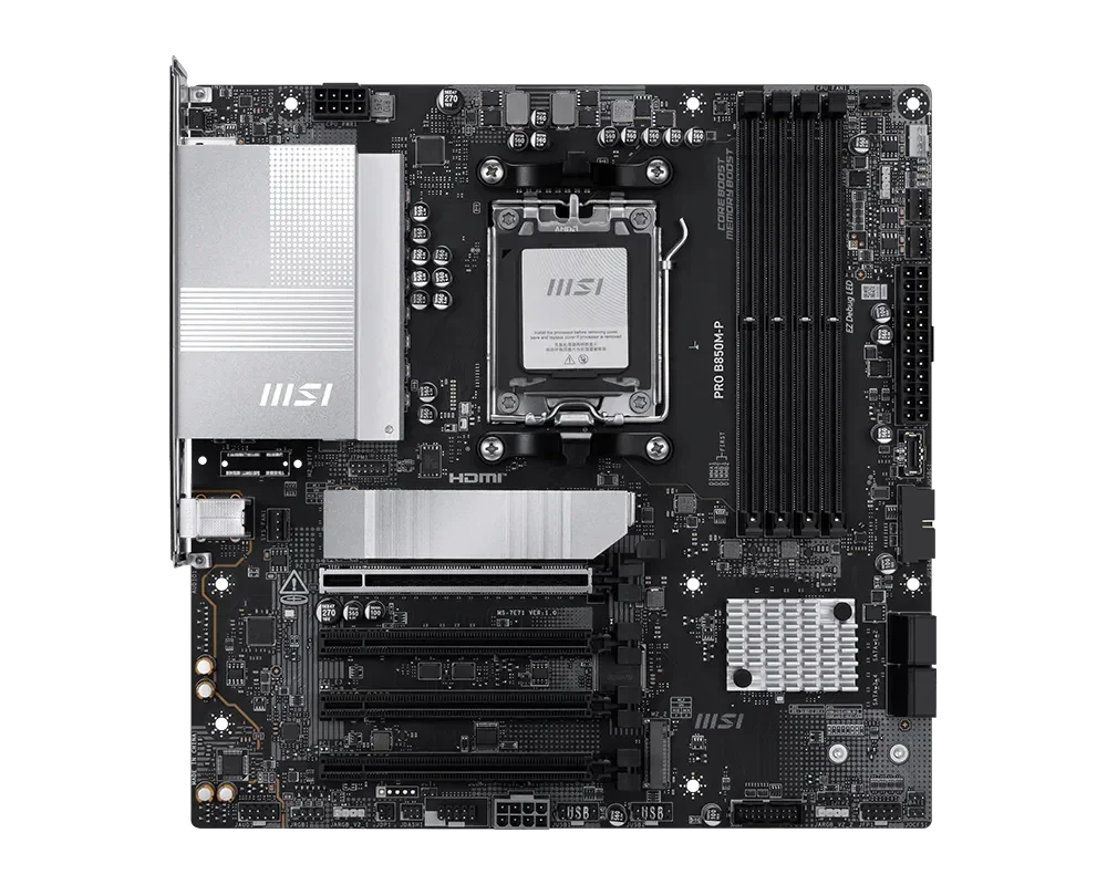 MSI PRO B850M-P Motherboard – AMD B850, AM5, DDR5, PCIe 5.0, 5G LAN (mATX)