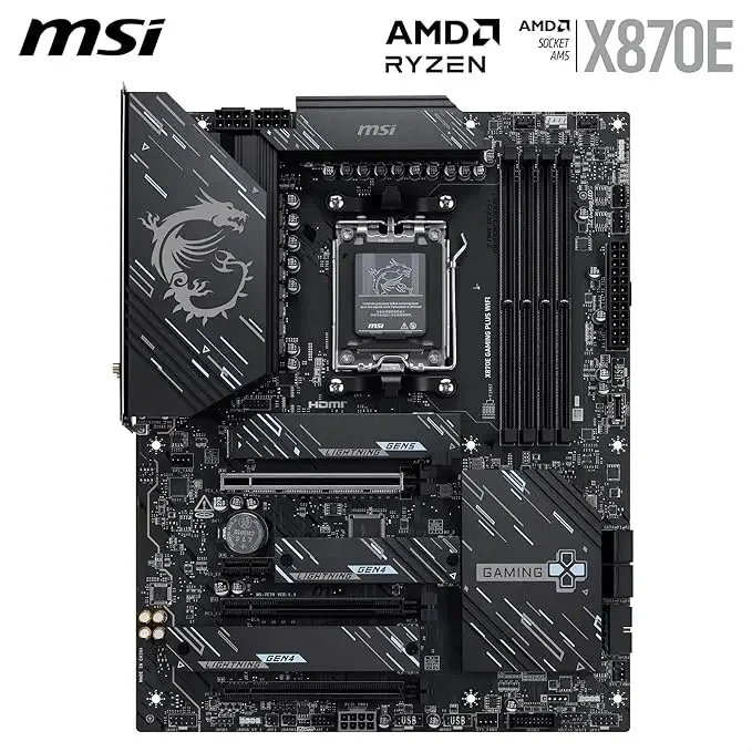 MSI X870E Gaming Plus WiFi Motherboard – AMD X870E, Wi-Fi 7, USB4, 5G LAN