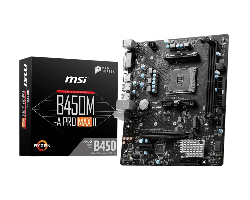 MSI B450M-A PRO MAX II Motherboard – AMD B450, AM4, DDR4, 2.5G LAN