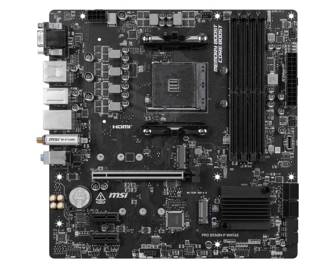 MSI PRO B550M-P WiFi 6E Motherboard – AMD B550, AM4, DDR4, Dual M.2
