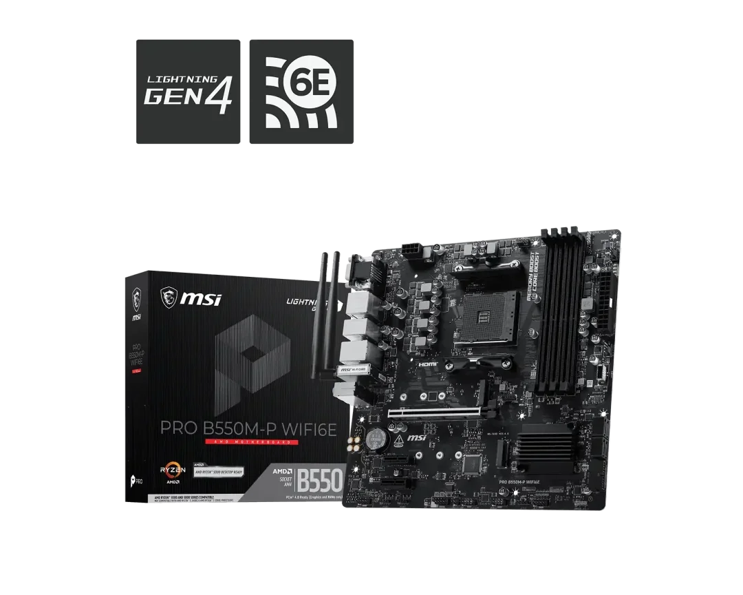 MSI PRO B550M-P WiFi 6E Motherboard – AMD B550, AM4, DDR4, Dual M.2