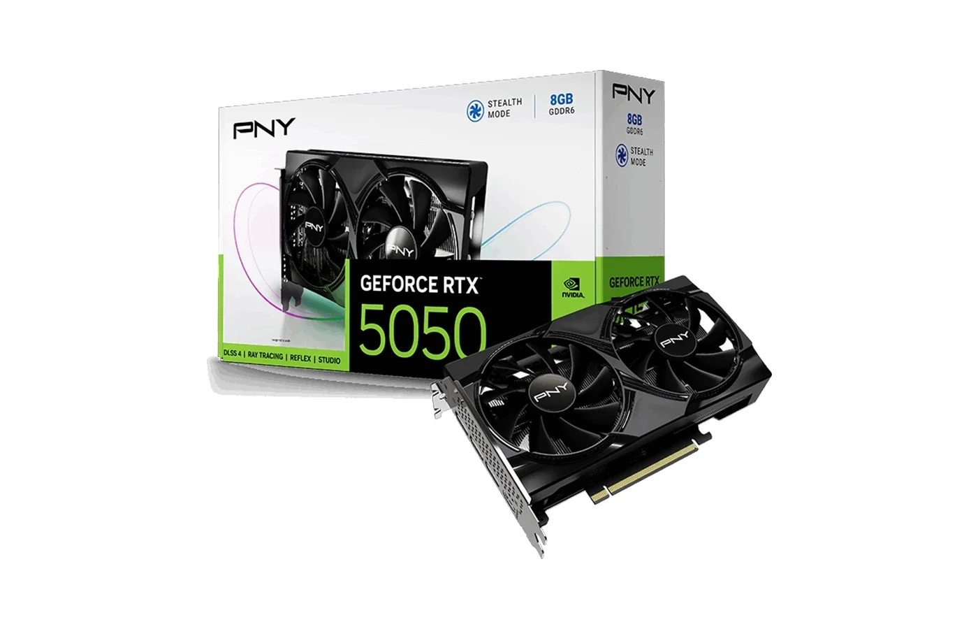 PNY GeForce RTX 5050 8GB GDDR6 Dual Fan Graphics Card – Blackwell, DLSS 4, Stealth Mode